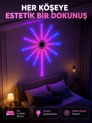 Str Store Telefon Kontrollü Rgb Fireworks LED Işık Çok Renkli Dekoratif Duvar Lambası