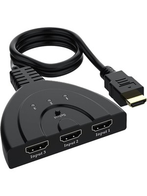 Str Store PM-17229 3 Giriş 1 Çıkış HDMI Switcher Çoğaltıcı Toplayıcı Aparat 30 cm Kablolu Seçme Düğmeli