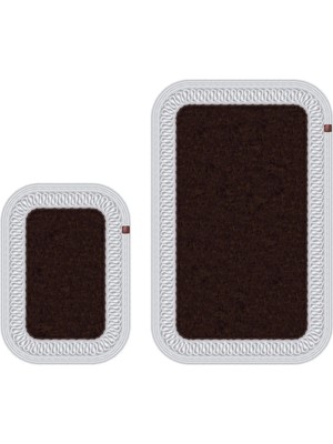 Merplush Peluş Banyo Paspası Takımı 2'li 70X110 + 50X70 cm Örgü Halat Kenarlı Süet Taban