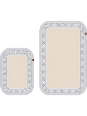Merplush Peluş Banyo Paspası Takımı 2'li 70X110 + 50X70 cm Örgü Halat Kenarlı Süet Taban
