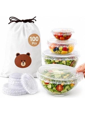 Str Store Lastikli Gıda Bonesi 100 Adet - Tek Kullanımlık Şeffaf Streç Bone - Tabak Tencere Kase Meyve Sebze Kapatma Örtüsü - Pratik Mutfak Saklama Koruyucu - Buzdolabı Için Hijyenik - 20 x 20 cm