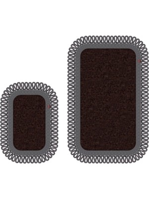 Merplush Peluş Banyo Paspası Takımı 2'li 70X110 + 50X70 cm Örgü Halat Kenarlı Süet Taban
