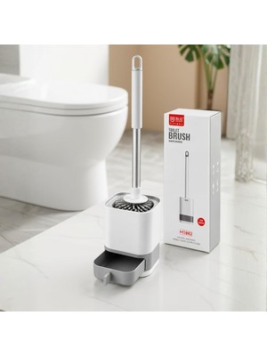 Str Store Silikon Tuvalet Fırçası - Çekmeceli Açılır Tabanlı, Çıkarılabilir Hazneli ve Alüminyum Saplı Wc Temizlik Fırçası, Yapışkanlı Duvar Askılı Su Sızdırmaz Hijyenik Banyo Fırçası Seti