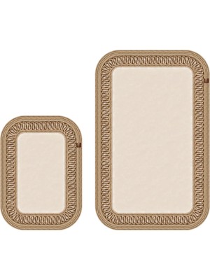 Merplush Peluş Banyo Paspası Takımı 2'li 70X110 + 50X70 cm Örgü Halat Kenarlı Süet Taban