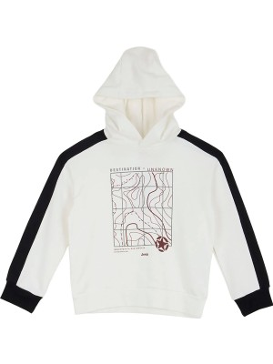 Jeep Beyaz Erkek Çocuk Kapüşonlu Relaxed Baskılı Sweatshirt J6WB-SWT7727