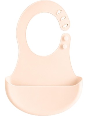 Str Store Bpa İÇERMEYEN%100 Silikon Bebek Mama Önlüğü Kaydırmaz Cepli Bebek Önlüğü Ekru
