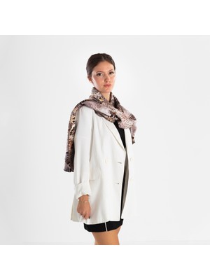 Giovanni Boulera Leopar Desenli Mulberry Twill Ipek Şal 200X65 cm