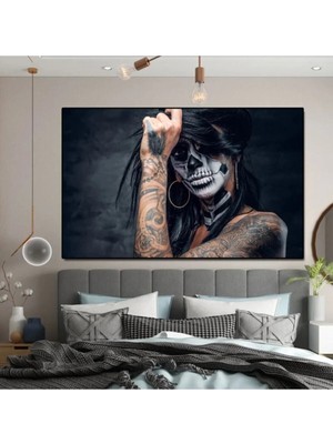 Şehzat Design Dekoratif Tattoo Woman Kanvas Tablo