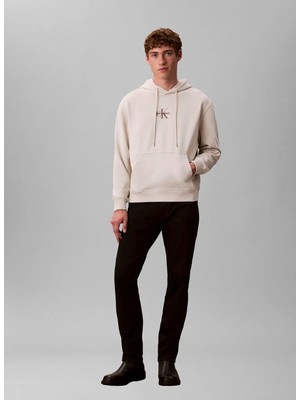 Calvin Klein Jeans Beyaz Erkek Baskılı Sweatshirt LV04RD243G67U Ls Eu 350TERRY Mıcro