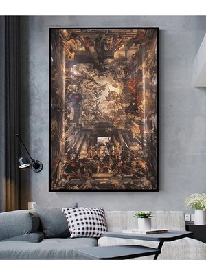 Şehzat Design Antik Soyut Sanat Dekoratif Ahşap Kanvas Duvar Boy Tablo