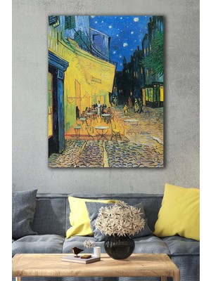 Şehzat Design Cafe Terasta Gece - Vincent Van Gogh Ünlü Ressamlar Kanvas Tablo