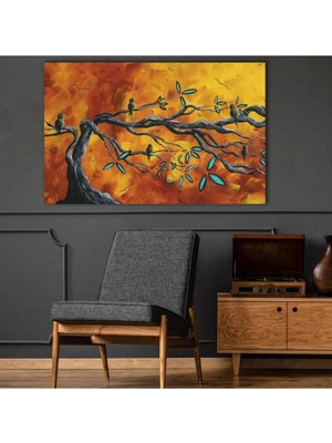 Şehzat Design Modern Yağlı Boya Görünümlü Ağaç Dalları Kanvas Tablo