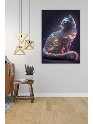 Şehzat Design Galaxy Cat Dekoratif Kanvas Tablo