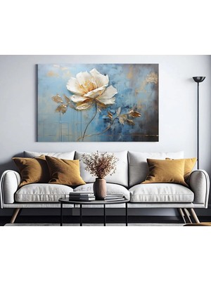 Şehzat Design Soyut Altın Çiçek Modern Dekoratif Kanvas Tablo Ev Dekorasyon Tablo