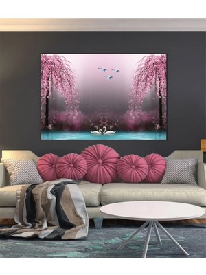 Şehzat Design Gölde Kuğular Tasarım Kanvas Tablo