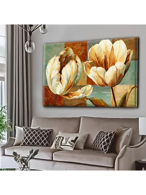 Şehzat Design Dekoratif Tablonuz Dekoratif Modern Şık Çiçek Kanvas Tablo E27