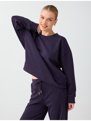 Jimmy Key Mor Yuvarlak Yaka Düz Kesim Modal Sweatshirt