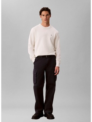 Calvin Klein Jeans Beyaz Erkek Kazak LV04RH325GYAS Ls Eu Clsc Cttn Crew