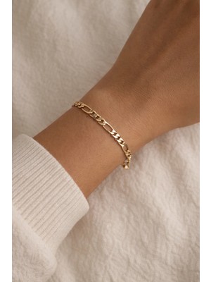 Owentis Çelik Rose Gold Ezme Figaro Zincir Montana Bileklik -Kararma Yapmaz- Rose Gold