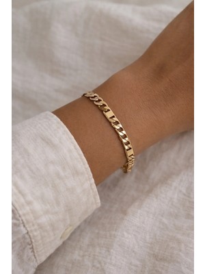 Owentis Çelik Rose Gold Ezme Kuyumcu Model Gourmet Vranye Bileklik -Kararma Yapmaz- Rose Gold