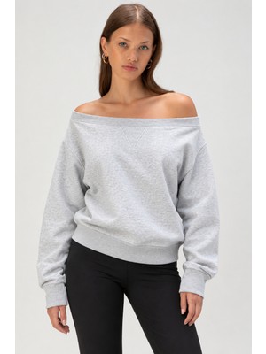 Madmext Karmelanj Kayık Yaka Kadın Sweatshirt MG2239