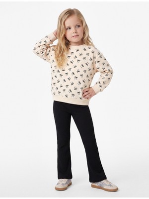 Koton Kız Bebek Sweat 7WMG10029AK Bej Desenli
