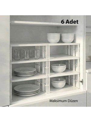 Organizers 6 Adet Dolap Içi Düzenleyici Raf Tabak Bardak Rafı Metal Raf