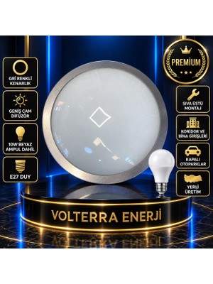 Gri Tavan Armatürü 10W Ampul Dahil | Sirena