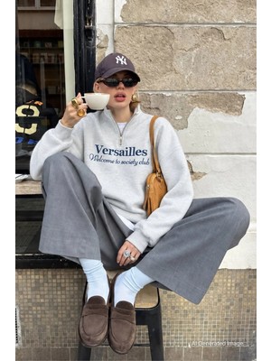 Madmext Karmelanj Yarım Fermuarlı Baskılı Sweatshirt MG2240