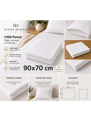 Maison Luré Minder Mitili, Minder Şiltesi %100 Pamuk 90 x 70 cm Yastık Kılıfı