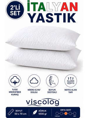 Maison Luré 2 Li Italyan 1000GR Microfiber Orta Sertlikte Boyun Destekli Rahat Nefes Al Yastık