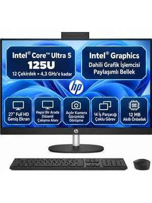 Hp Aıo B05RWEA S3 Intel Core Ultra 5 125U 24GB 512GB SSD 27" Windows 11 Home All In One Bilgisayar