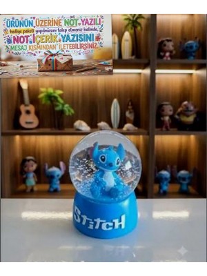Ayder Online Satış Stitch Işıklı Kar Küresi - 9 cm x 6 cm - Mavi Hediyelik-Dekoratif  Kar Küresi(mesajla bildirmeniz halinde dilediğiniz not u hediye paketi üzerine yazılıp gönderim yapılmaktadır)