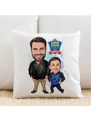 Maison Luré Baba ve Oğlu Karikatürlü Yastık