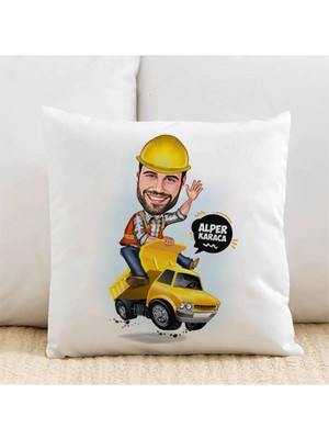 Maison Luré Iş Makinesi Operatörü Erkek Karikatürlü Yastık