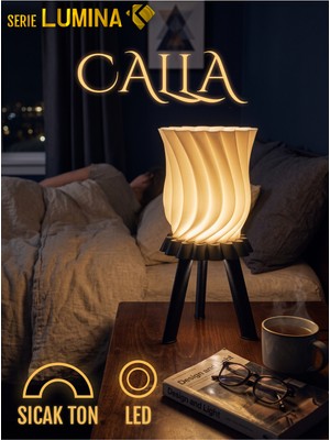 Korr Design Serie Lumina | Calla Modern Spiral Masa Lambası ve Dekoratif Gece Lambası - Sıcak Işık (Usb Başucu Abajur)