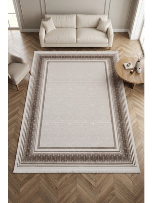 Merinos Vista %100 Akrilik Yumuşak Dokulu Modern Salon Oturma Odası Halısı Çizgili Kahverengi 19-80