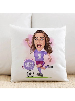 Maison Luré Karikatürlü Kadın Futbolcu Yastık