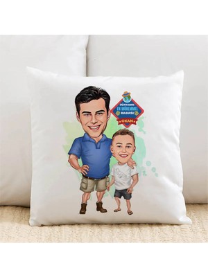 Maison Luré Baba ve Oğlu Karikatürlü Yastık
