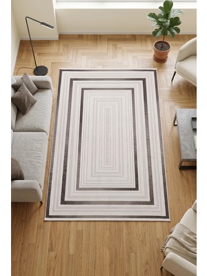 Merinos Vista %100 Akrilik Yumuşak Dokulu Modern Salon Oturma Odası Halısı Çerçeveli Bej 91-95