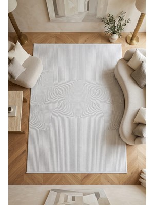 Merinos Vista %100 Akrilik Yumuşak Dokulu Modern Salon Oturma Odası Halısı Krem 84-63