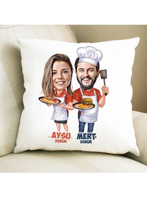 Maison Luré Karikatürlü Aşçı Sevgililer Yastık