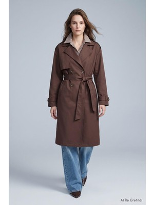 Rays Çift Düğmeli Oversize Trençkot 277 Kahve
