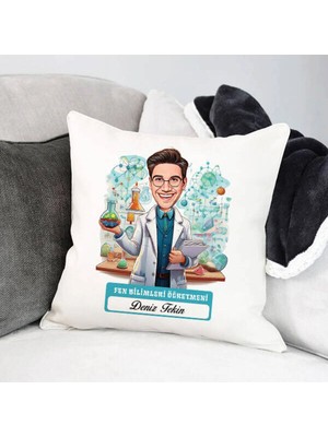 Maison Luré Erkek Fen Öğretmeni Karikatürlü Yastık