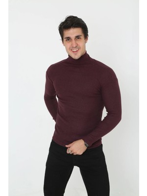 Tarz Yeri Erkek Fitilli Kaşkorse Kumaş Boğazlı Full Likralı Slimfit Body - Bordo