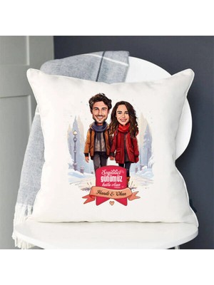 Maison Luré Karda Yürüyüş ve Aşkımız Karikatürlü Yastık