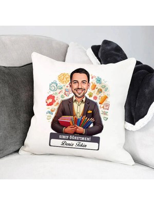 Maison Luré Erkek Sınıf Öğretmeni Karikatürlü Yastık