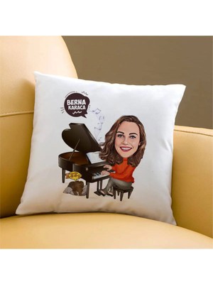 Maison Luré Piyanist Kadın Karikatürlü Yastık