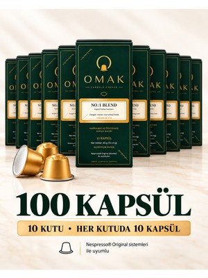 Omak No.1 Blend Kapsül Kahve 100 Kapsül - 10 Kutu x 10 - Nespresso Original Uyumlu