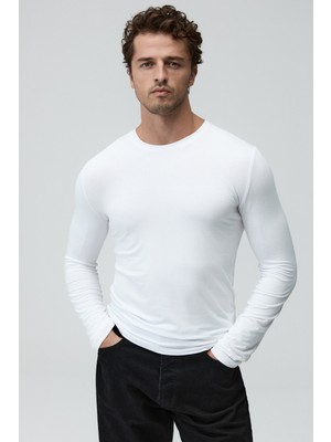 Grimelange Taglıo Erkek Uzun Kollu Beyaz T-Shirt